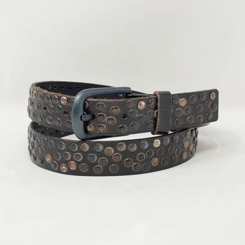 Indie Spirit Studded Belt Wms Large Dark Brown Rivets Western Cowgirl Festival